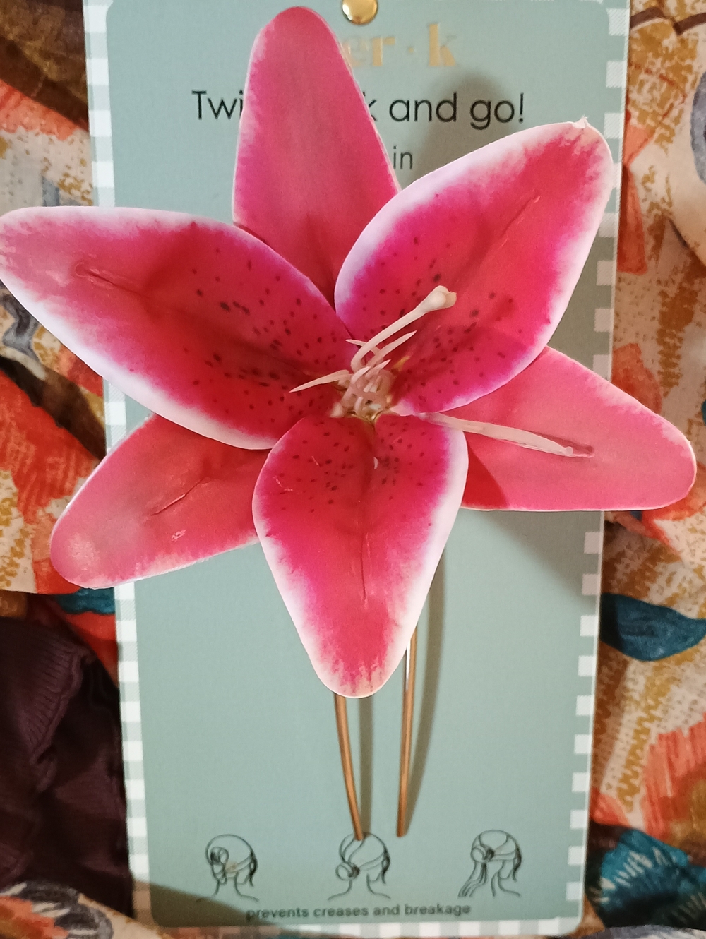 NWT Piper K Lily Flower Gold Hair Fork French Pin